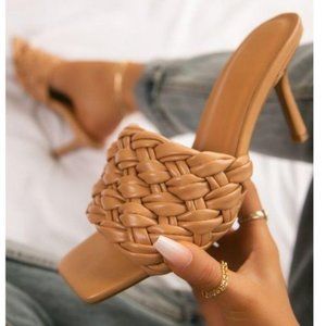 Nude Braided Strap Mules